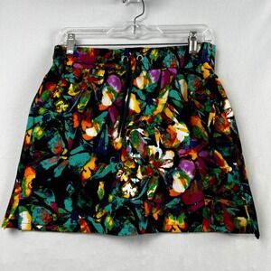Attyre New York Skort Womens 6 Floral Mini Skirt Multicolor Drawstring